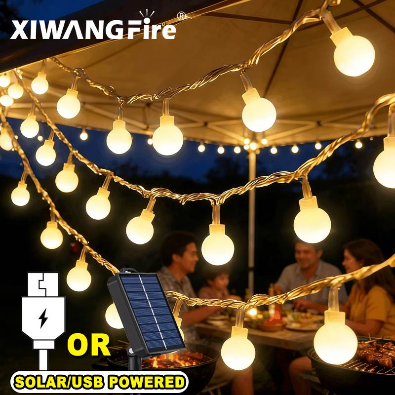 Outdoor Lighting In Ground - 3-10M Solar/USB/Battery String Lights, Fairy Globe