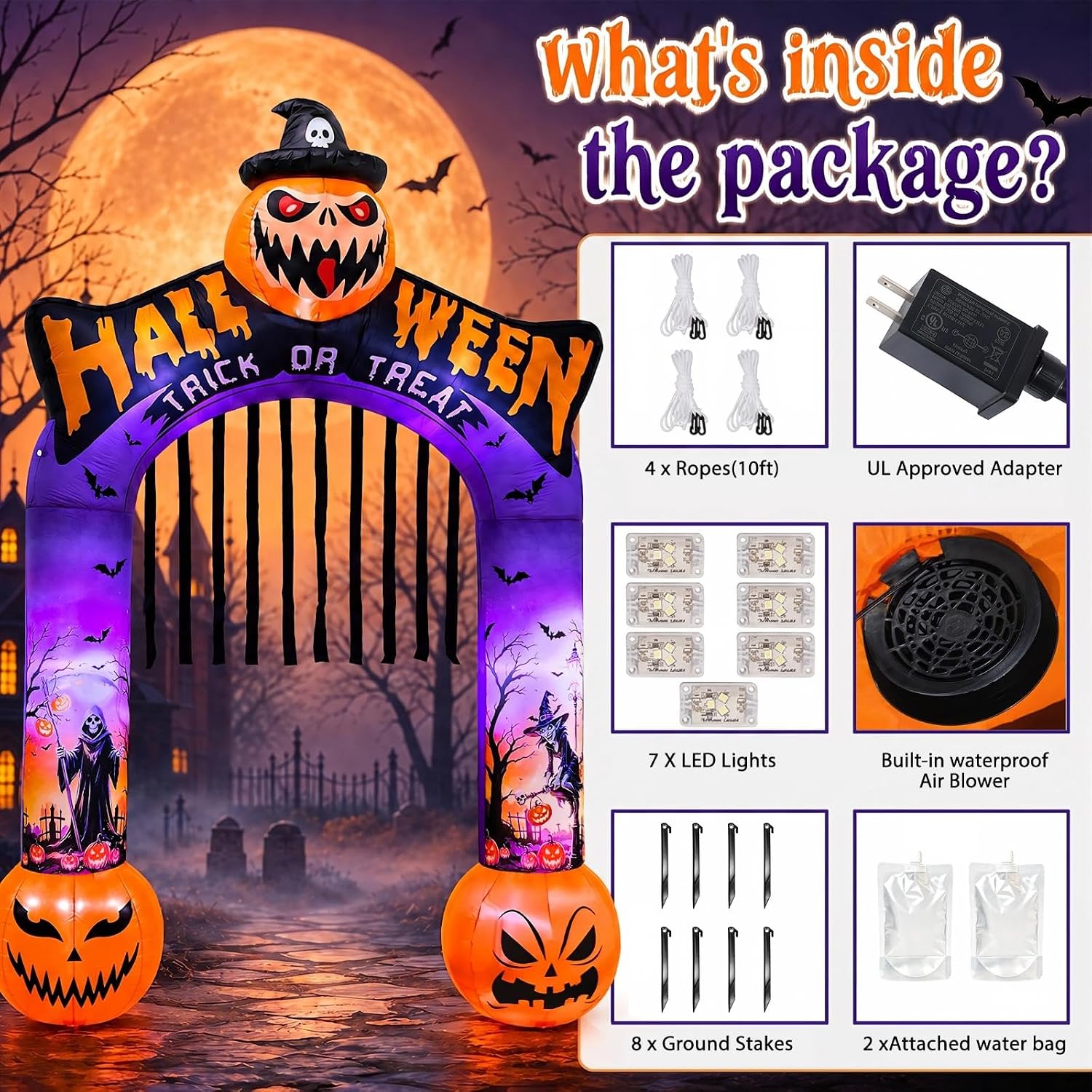 10 Ft Halloween Inflatable Arc - Outdoor Lighting Front Yard review and price