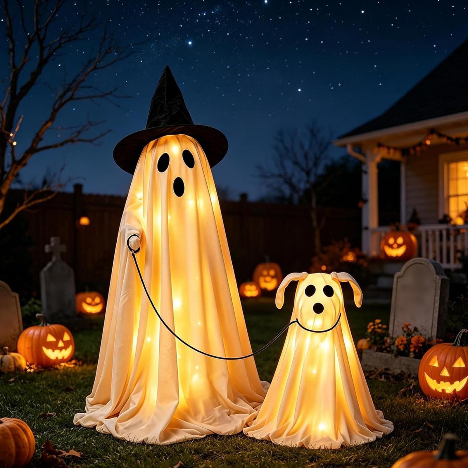 LED Lighted Ghost Dog Set Warm - Outdoor Lighting Effects review and price