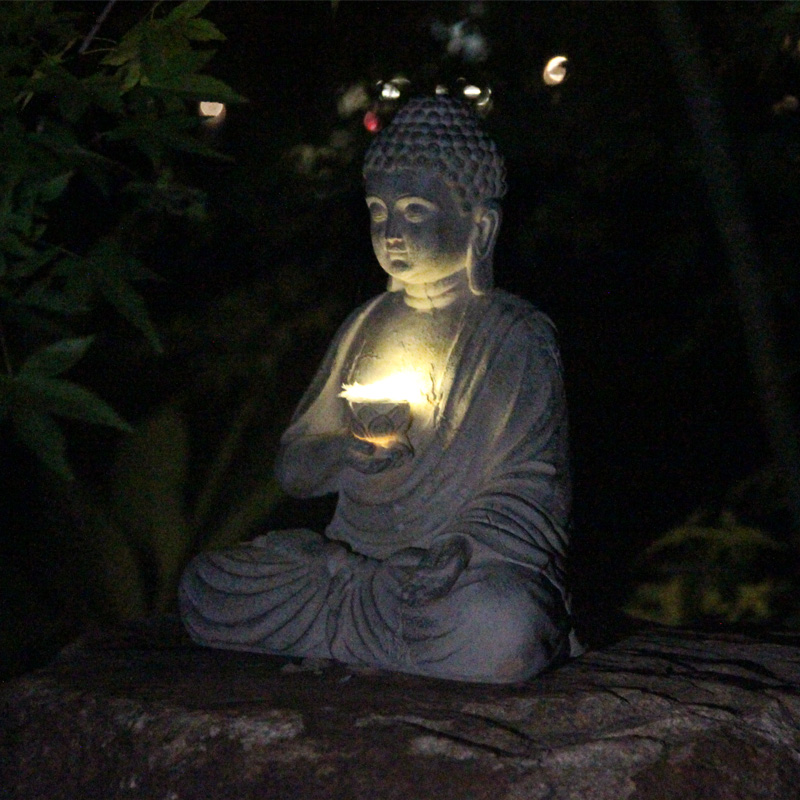 Resin Solar Buddha Statue Scul - Outdoor Lighting Front Yard review and price