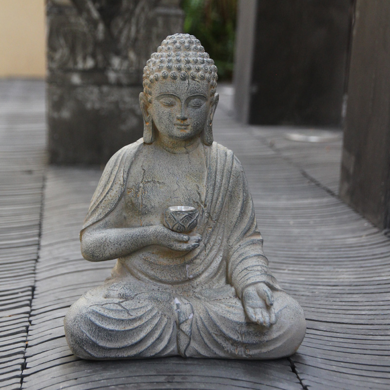 Resin Solar Buddha Statue Scul - Outdoor Lighting Front Yard review and price