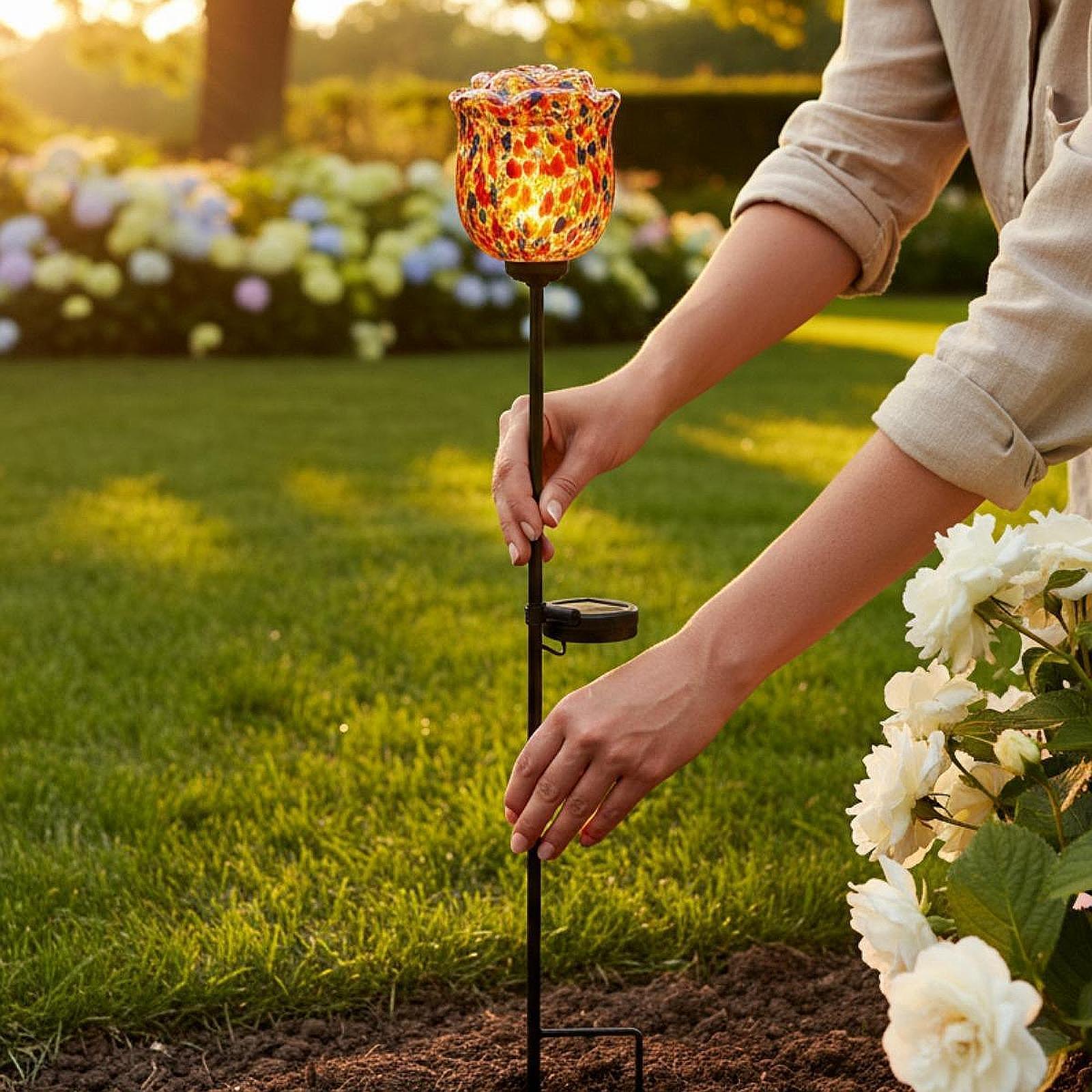 Outdoor Solar Rose Light Water - Outdoor Lighting Accent review and price