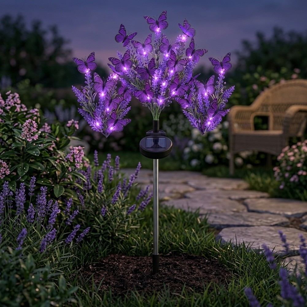 Outdoor Floral Decor Purple Gl - Outdoor Lighting Accent review and price