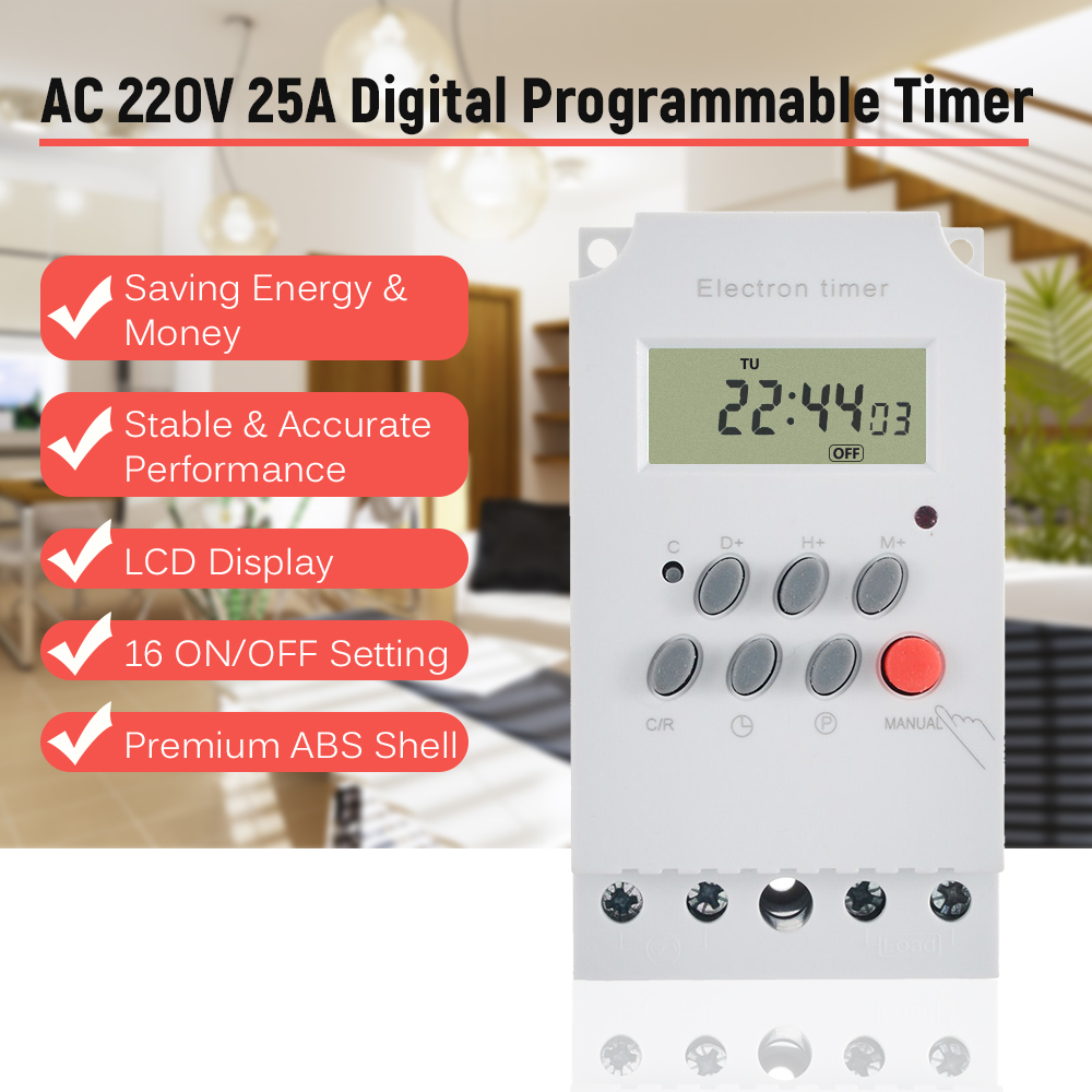 AC 220V 25A Digital Programmab - Outdoor Lighting Timer Switch review and price