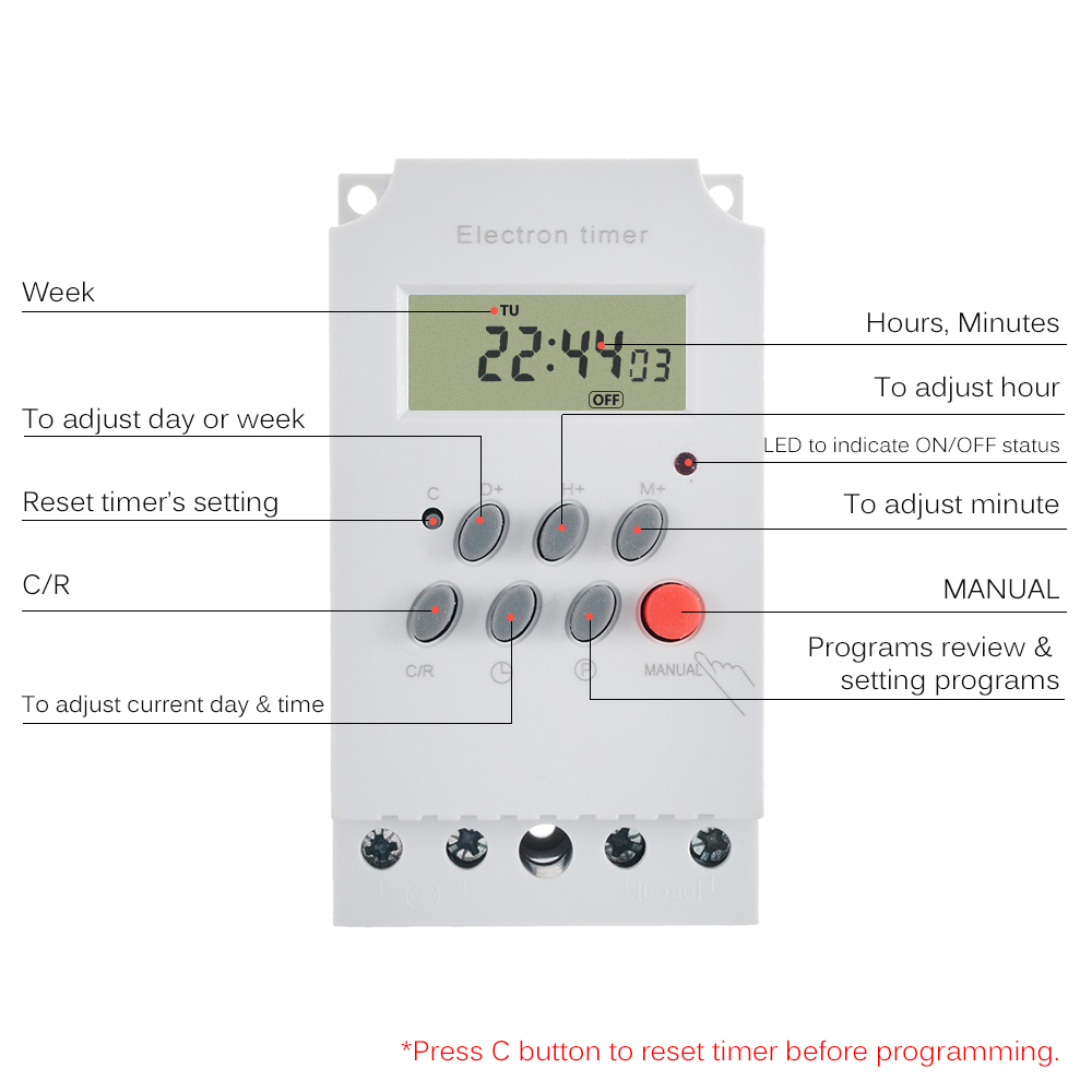 AC 220V 25A Digital Programmab - Outdoor Lighting Timer Switch review and price