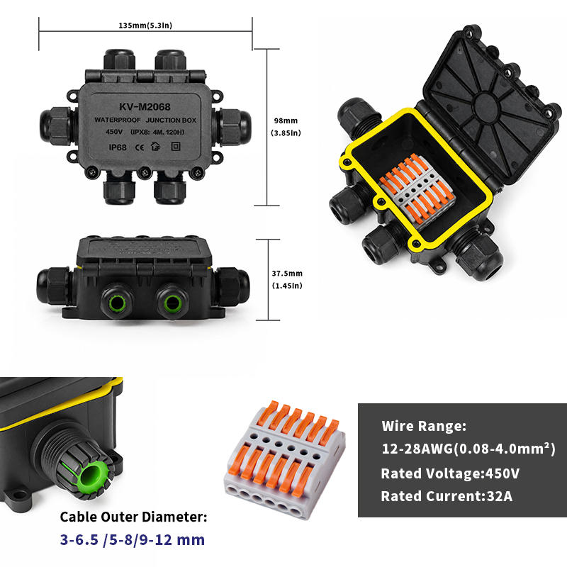IP68 Waterproof Junction Box 2 - Outdoor Lighting Extension Cord review and price